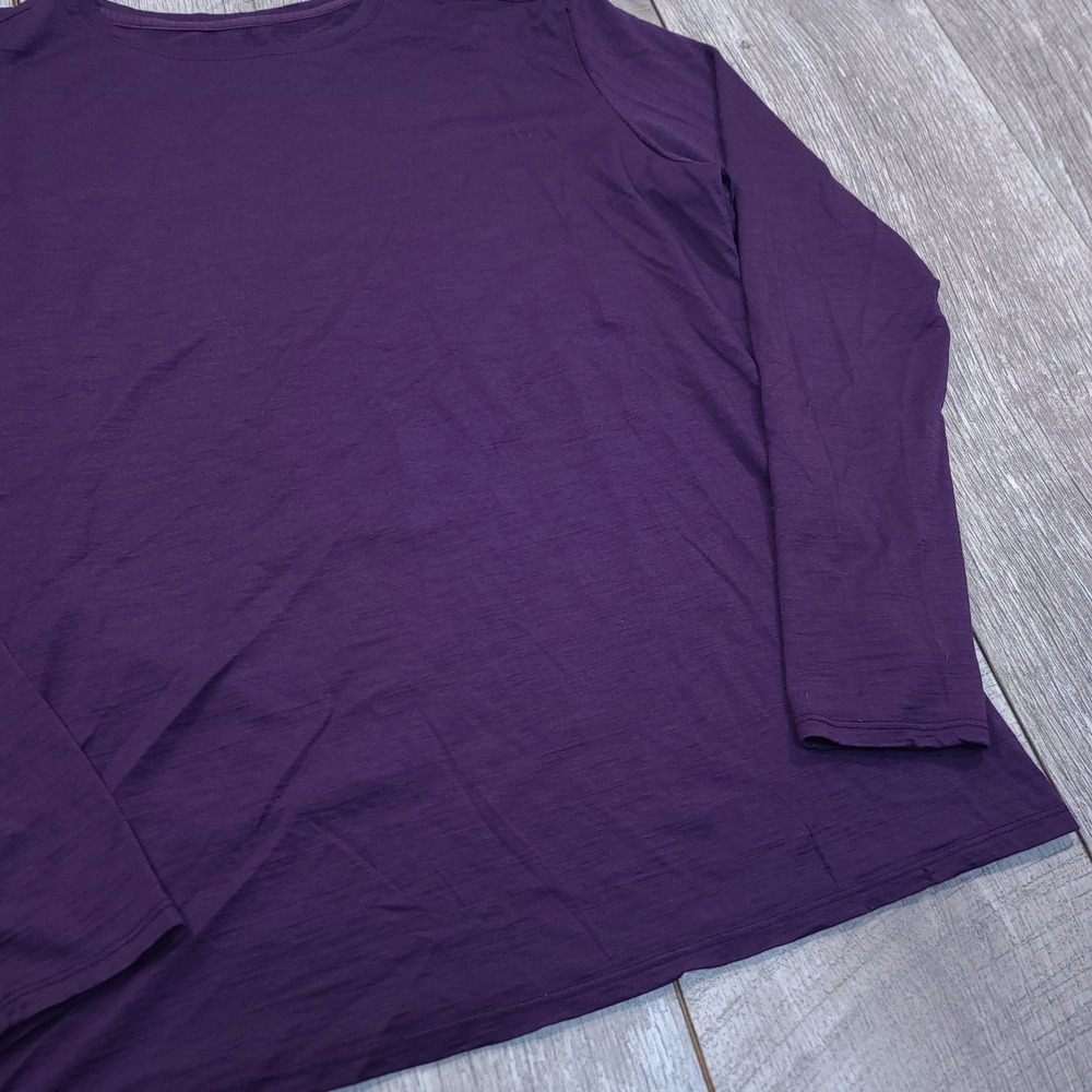 Segments Long Sleeve Top Women XL Purple 100% Merino Wool Crew Neck Base Layer - Picture 3 of 6